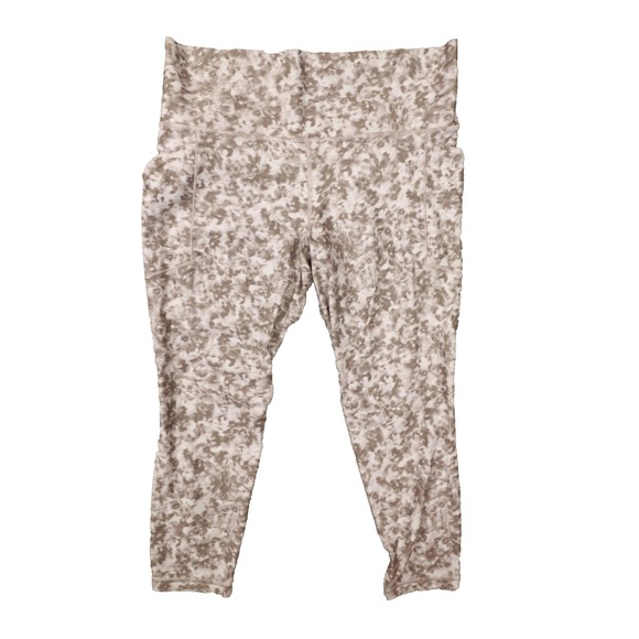 Athleta Pants - Athleta‎ Beige Brown Tie Dye Salutation Stash 7/8 tight size XL